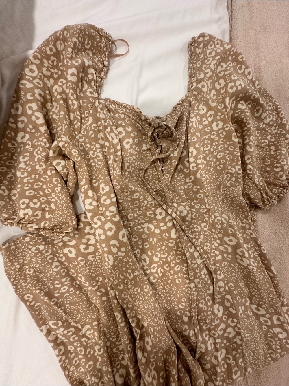 Sincerely Jules Beige and Cream Leopard Midi Dress